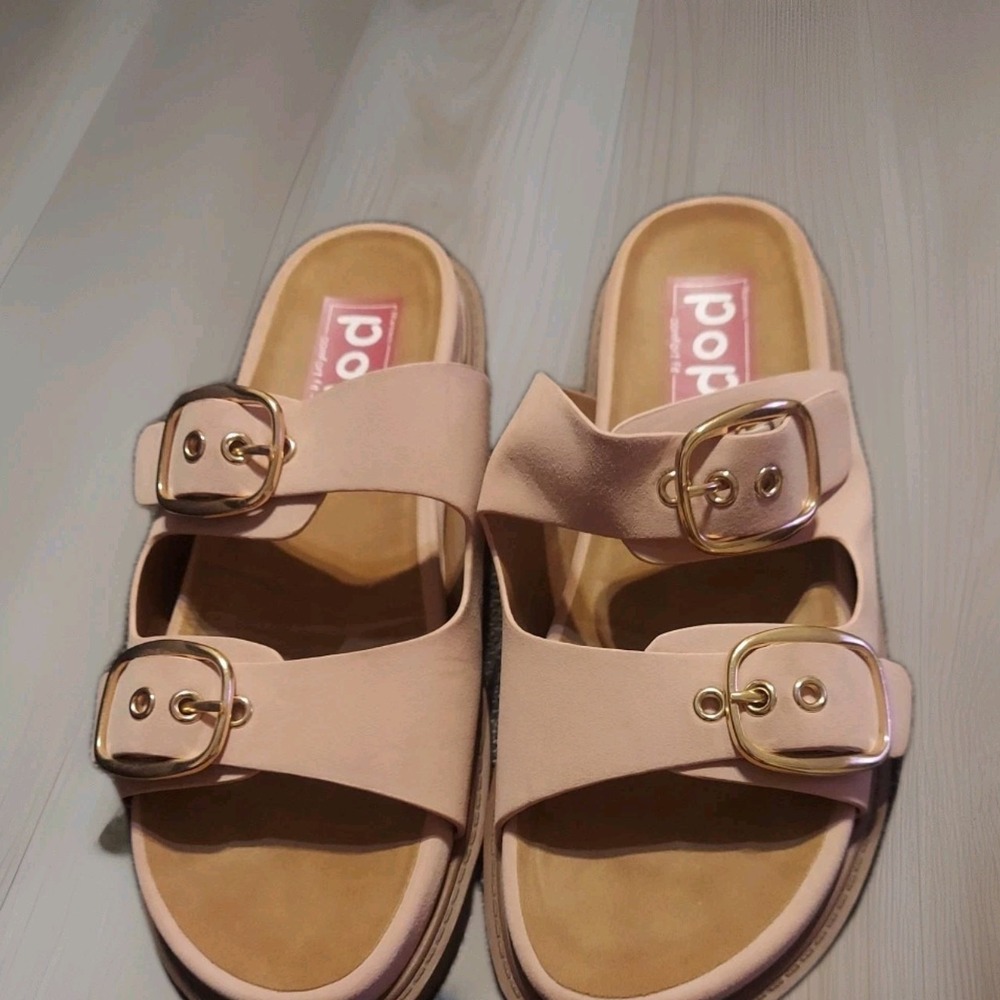 Pop Comfort Fit Pink Sandal Slides Summer Buckle Y2K Size 9M‎
